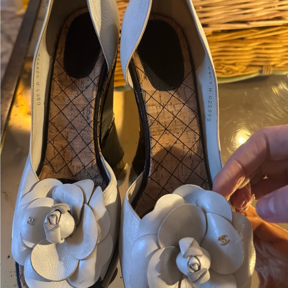 Chanel open toe cork wedges size 41 1/2